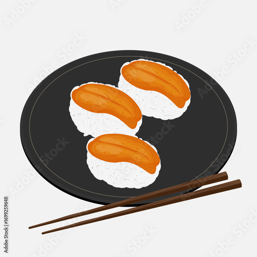 Vector Illustration Logo Clipart Sea Urchins Sasimi with Rice