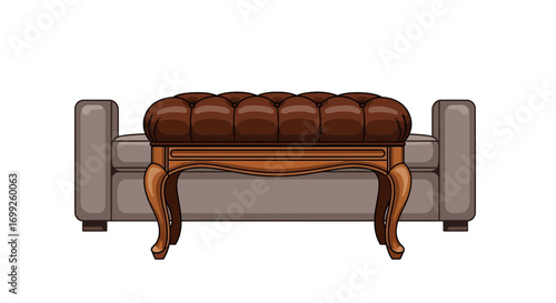 Elegant cushioned ottoman in cartoon style perfect for interior designs