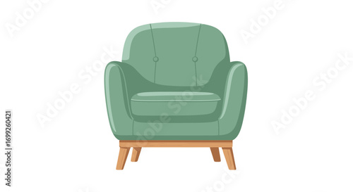 Elegant isolated green armchair provides comfortable seating experience