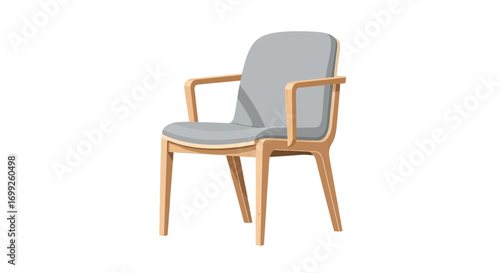 Elegant Light Wood Chair with Soft Gray Upholstery for Minimalist Decor