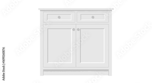 Elegant White Cabinet with Drawers and Doors for Interior Design Needs