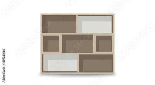 Minimalist wood shelving unit showcases modern interior storage solution