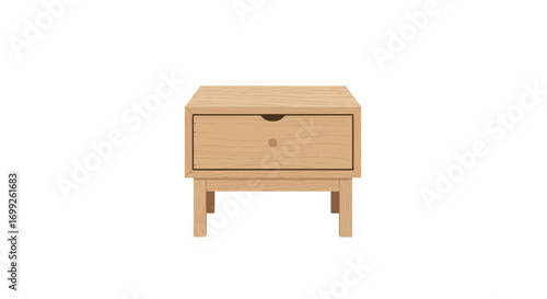 Minimalist wooden nightstand illustration on a white background design