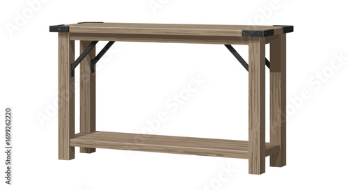 Rustic Wooden Console Table with Metal Accents for Home Decor Design