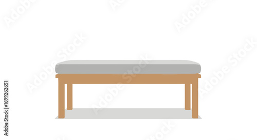 Stylized bench illustration with upholstered seat for home decor element
