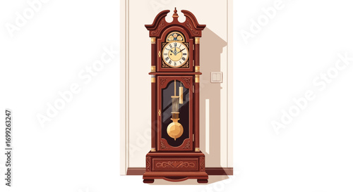 Vintage Grandfather Clock Ornamenting a Modern Space with Timekeeping