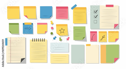 Sticky notes and notepad vector illustration for reminders and organization in office and school supplies vector