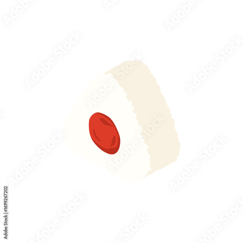 Onigiri rice ball with plum - isometric flat vector illustration