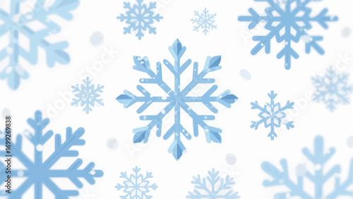 Light blue snowflakes scattered on a white background evoke wintery vibes