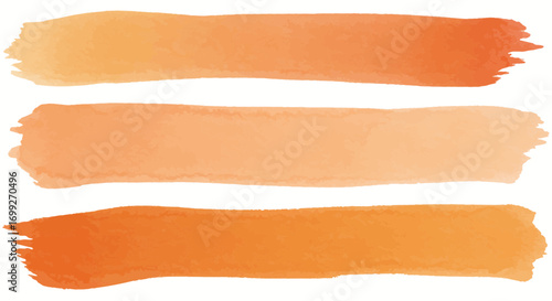 Three horizontal watercolor brush strokes in varying shades of orange hues