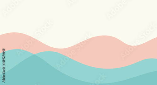 Abstract pastel wave pattern background with soft overlapping curves in flat design