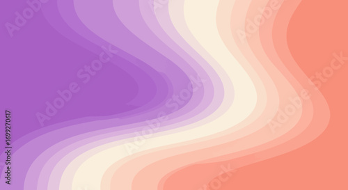 Abstract curved gradient waves in warm pastel hues