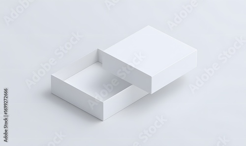 Wallpaper Mural Minimalist white rectangular gift box with a separate lid shown open and empty from a high angle. Torontodigital.ca