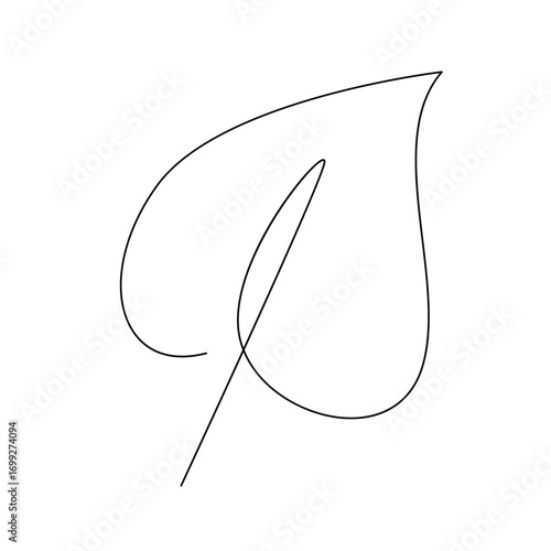 Simple Leaf Line Art Illustration on White