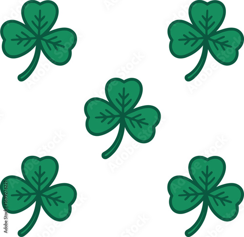 St. Patrick's Day Green Shamrock Pattern on Transparent Background for Irish Holiday Design