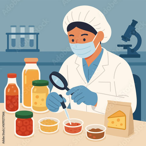 Scientist conducting food safety tests in laboratory setting