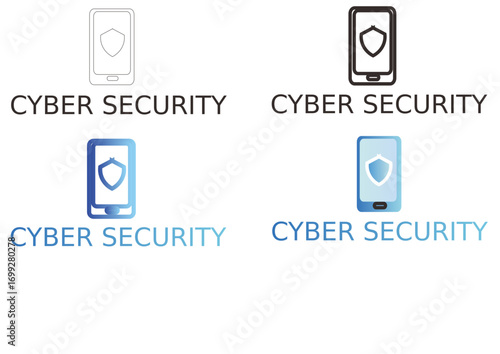 Smartphone security shield logo concept for digital data protection and internet safety applications