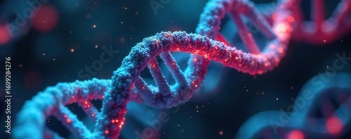 Close-up shot of DNA strands being manipulated with futuristic technology, representing the advancements in genetic engineering , precision medicine, genome editing