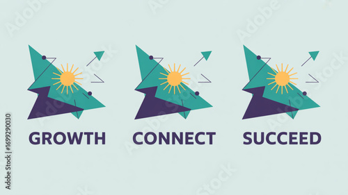 Growth connect succeed business strategy development innovation success teamwork collaboration achievement concept 100
