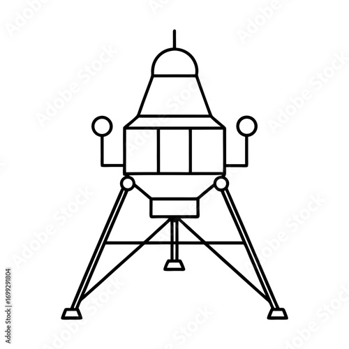 Lunar Lander line art for web and graphic design on white background