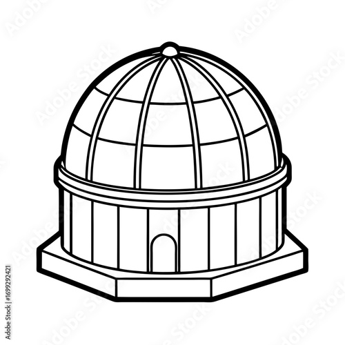 Observatory Dome line art for web and graphic design on white background