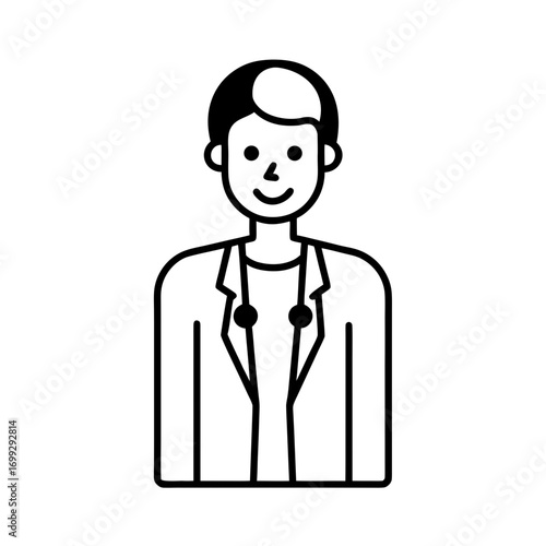 Radiologist line art for web and graphic design on white background