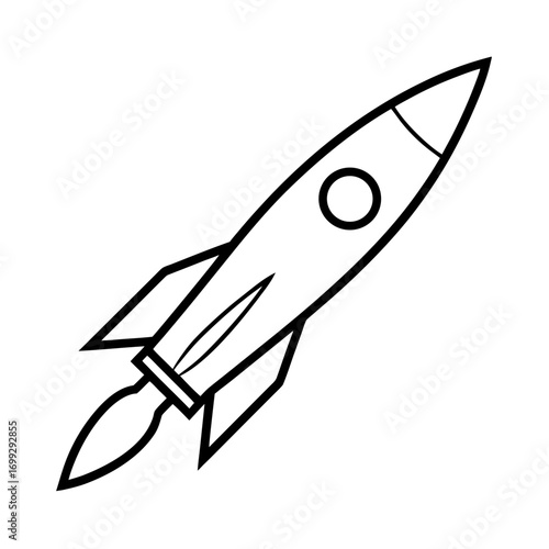 Rocket line art for web and graphic design on white background