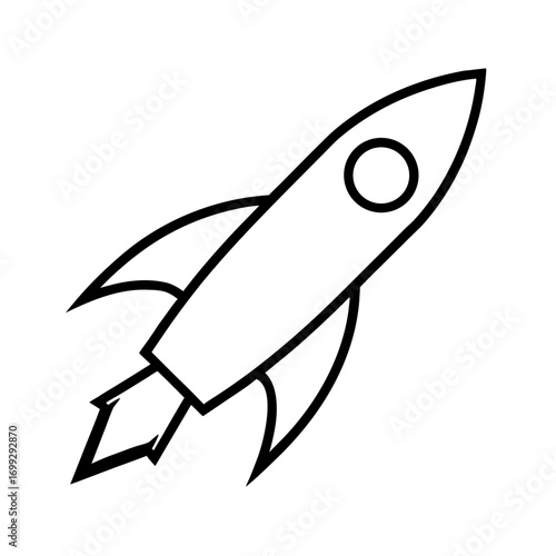 Rocket line art for web and graphic design on white background