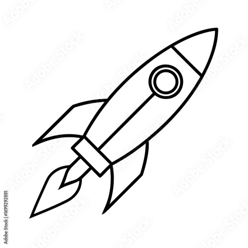 Rocket line art for web and graphic design on white background