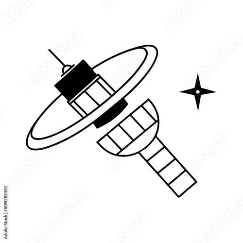 Space Station line art for web and graphic design on white background