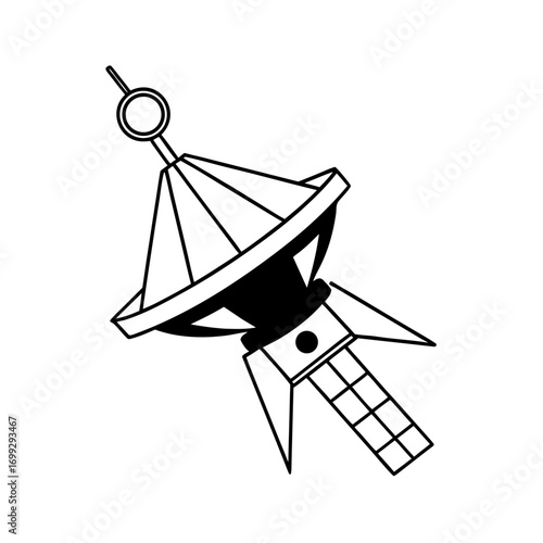 Space Probe line art for web and graphic design on white background