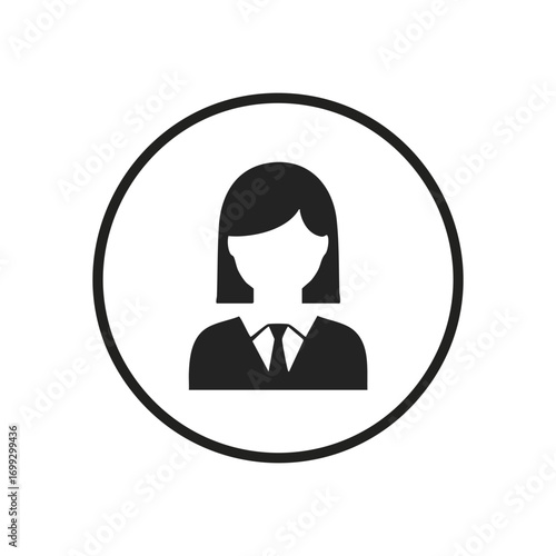 Professional Female Profile Icon. A minimalist depiction of an individual, suitable for web applications or digital platforms. Represents generic personal accounts and professional roles.