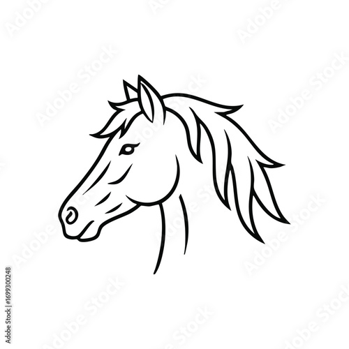 Elegant White Horse Profile. A striking graphic of an equine creature against a dark backdrop. Symbolizes power, liberty, and spirited movement. Ideal for branding or athletic themes.