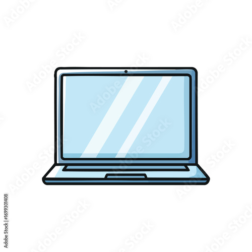 Blue Laptop Computer Illustration. This vibrant mobile device graphic symbolizes connectivity and productivity. An appealing vector for educational materials or digital communication.
