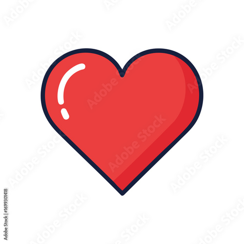 Vibrant Red Heart Graphic. This striking crimson emblem embodies deep affection and tender emotion. Perfect for themes of romance, health, and wellbeing. Express feelings digitally.