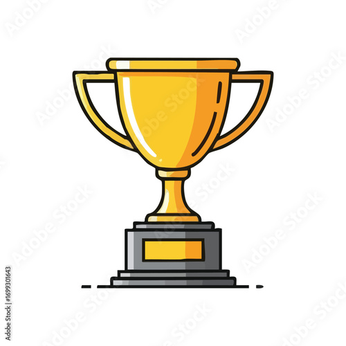 Bright Gold Achievement Trophy. Illustrative image of a gleaming prize. Represents success, triumph, and excellence. Perfect for celebrating accomplishments and milestones.