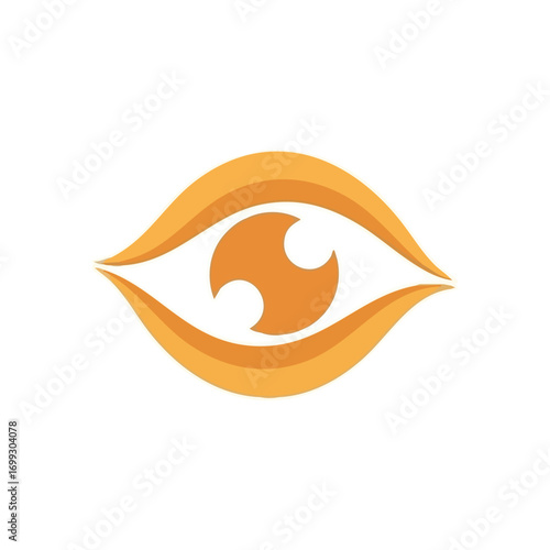 Orange Eye Vision Abstract Symbol. Modern graphic artwork depicting an insightful iris, ideal for concepts of watchfulness, digital awareness, and foresight.