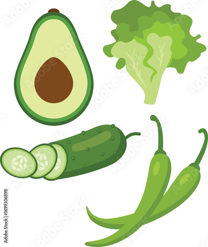  set of vegetables isolated on white