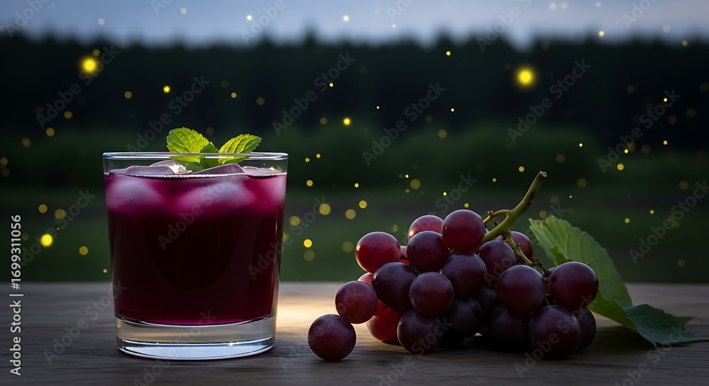custom made wallpaper toronto digitalRefreshing grape juice beverage with mint garnish in dreamy atmosphere