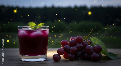 Wallpaper Mural Refreshing grape juice beverage with mint garnish in dreamy atmosphere Torontodigital.ca