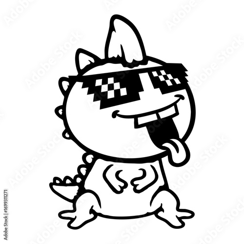 Dino Cool Pixel Sunglasses Tongue Out Stegosaurus Dinosaur