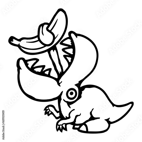 Banana T-Rex Eating Mouth Open Long Tongue Dino