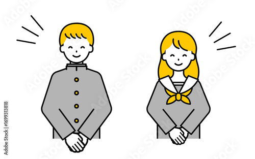 シンプルな学生の男女_挨拶