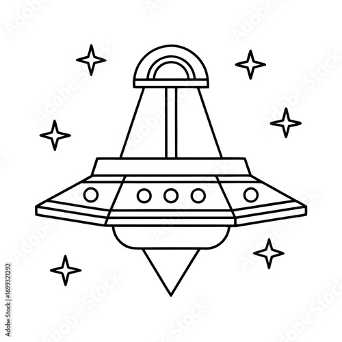 Space Vehicle line art for web and graphic design on white background