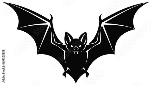 A striking black and white pixel art illustration of a bat, showcasing detailed wings and body. Perfect for Halloween designs, gothic aesthetics, or gaming projects.