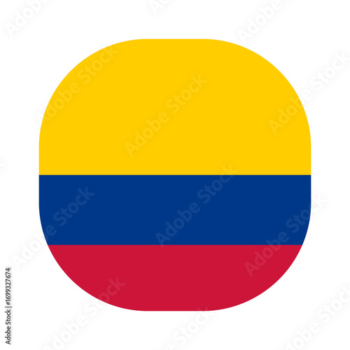 Flag of Colombia icon. Colombia rounded square flag icon digital vector illustration design. White background.