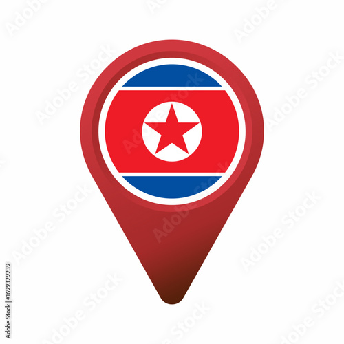 North Korean flag location map pointer flat illustration Free Download North Korean flag location map pointer flat illustration - GFXLoad
