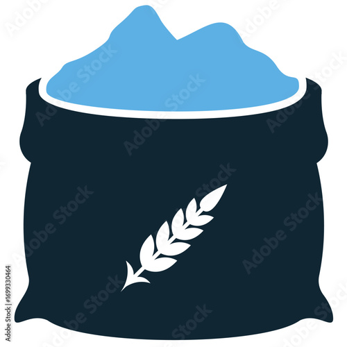 Flour icon vector. Ideal for baking, cooking, and grocery themes. A simple, clear symbol representing a common food ingredient used for baking.