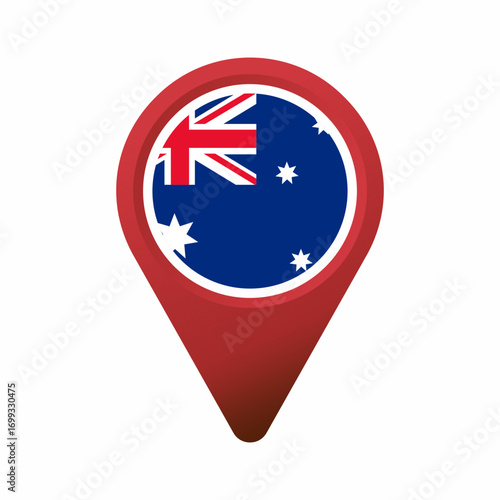 Free Download Red location pin featuring Australian flag flat illustration - GFXLoad