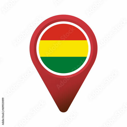 Free Download Red location pin with Bolivia national flag isolated flat illustration - GFXLoad